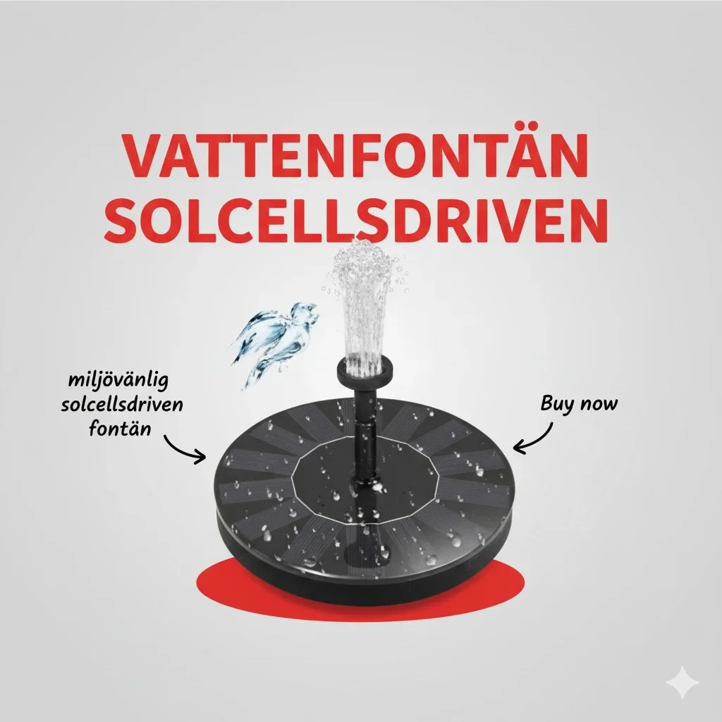 Vattenfontän Solcellsdriven